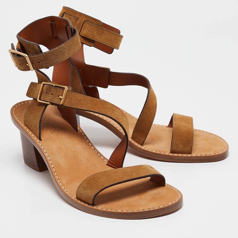 New Zadig & Voltaire Cecilia Caprese Sandal Suede In Brown FR37/US6 MSRP $498
